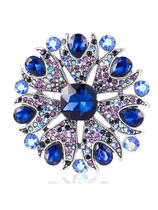 Other - Vintage Flower Austrian Crystal Brooch Pin for Women Round Elegant